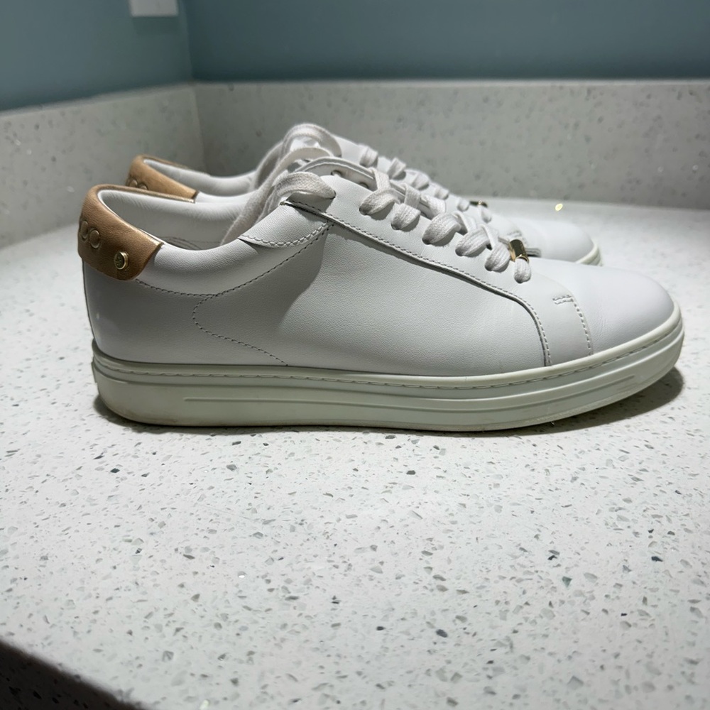 Jimmy Choo White & Gold Sneakers
